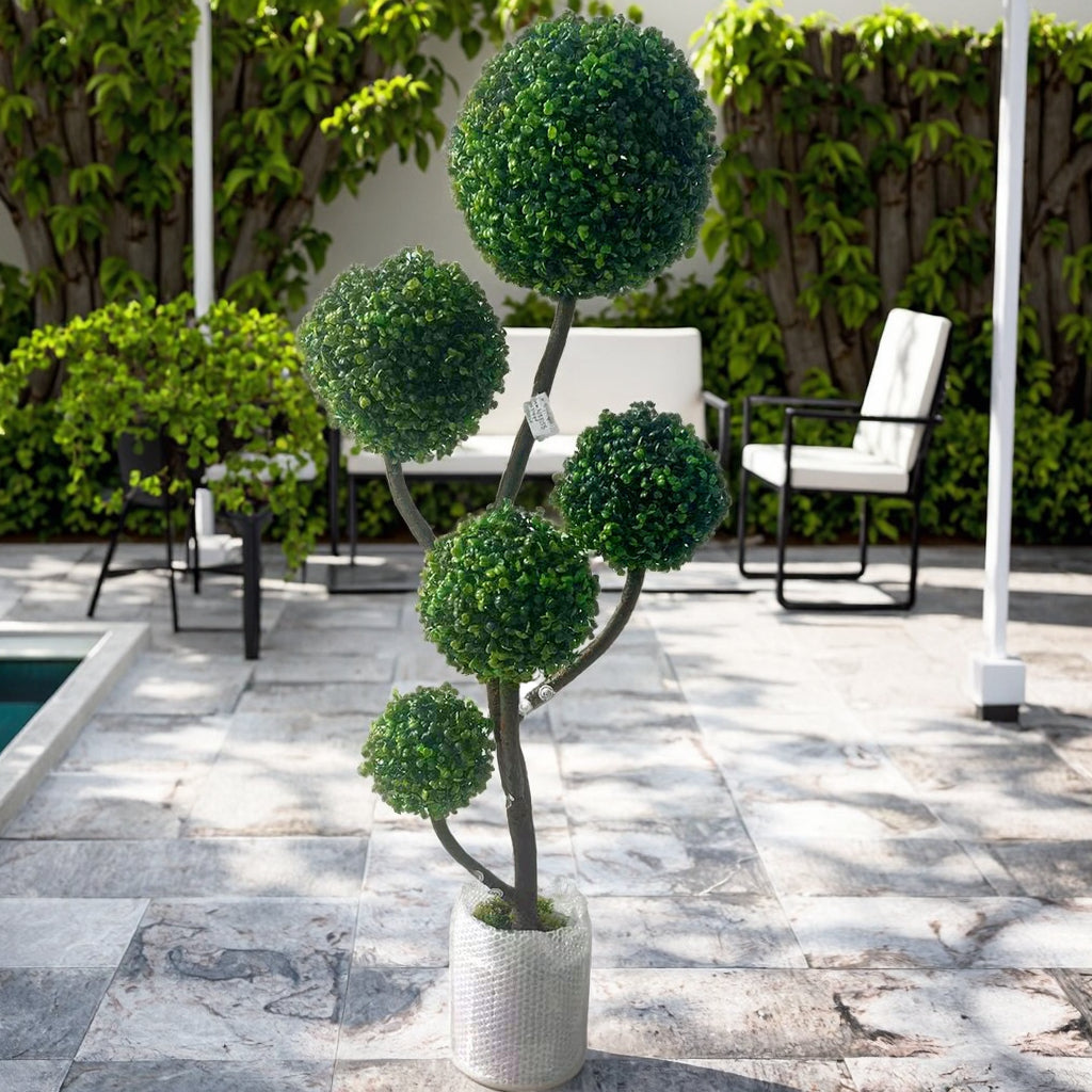 Artificial Boxwood Ball Tree 120cm – Decorative Artificial Plant for Indoor & Outdoor