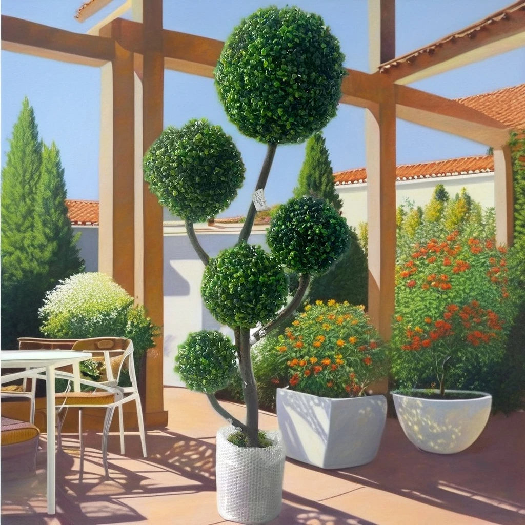 Artificial Boxwood Ball Tree 120cm – Decorative Artificial Plant for Indoor & Outdoor