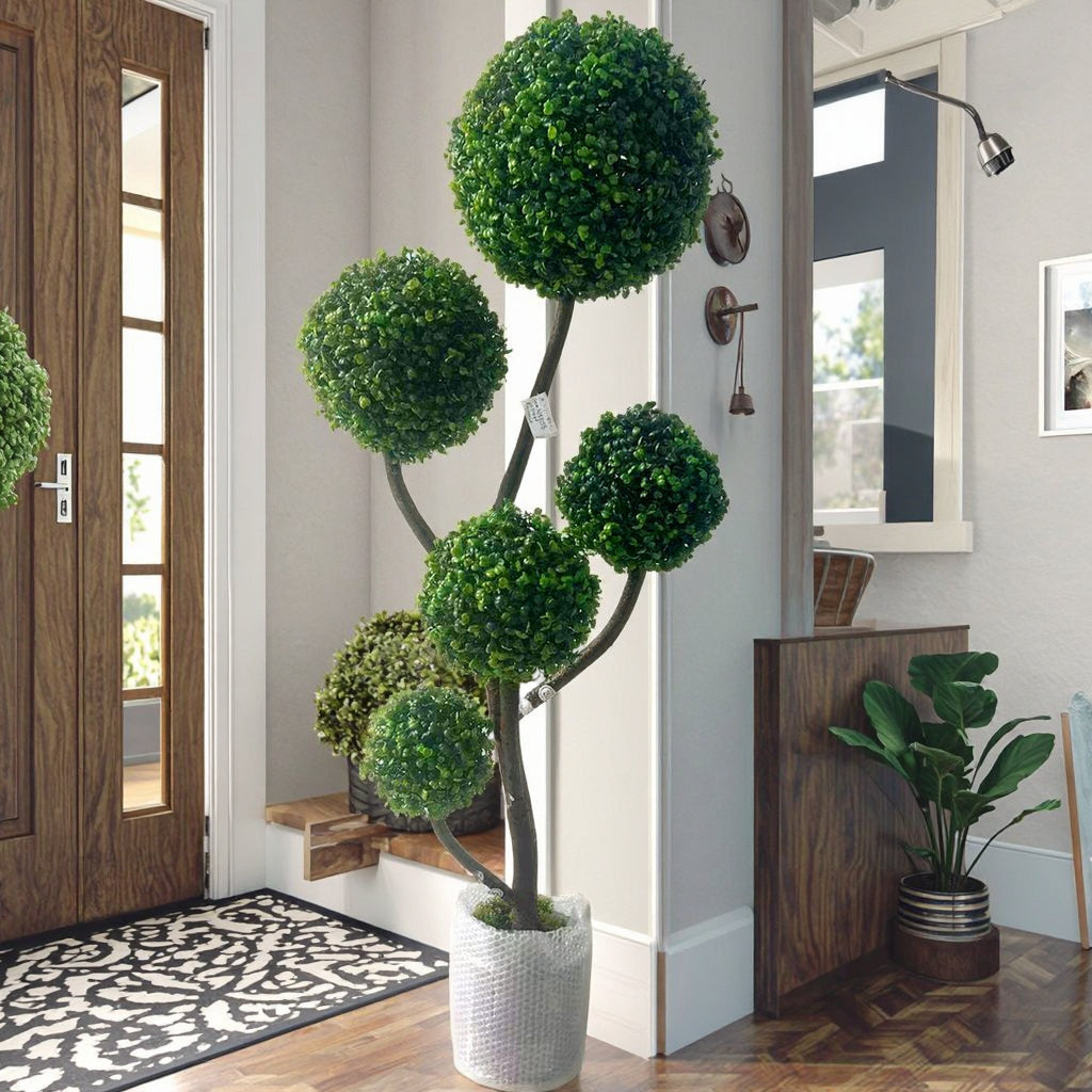 Artificial Boxwood Ball Tree 120cm – Decorative Artificial Plant for Indoor & Outdoor