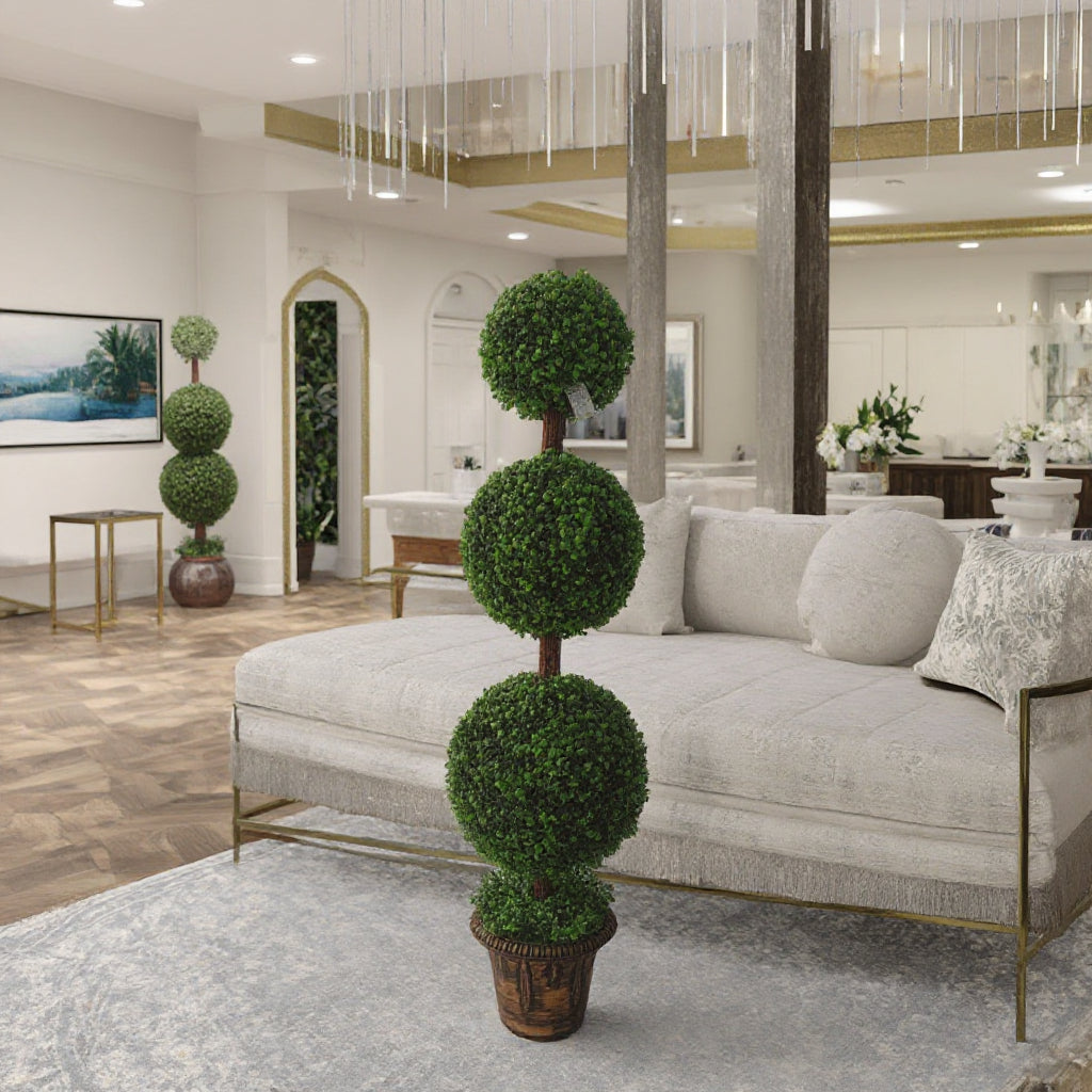 Artificial Tree 120cm – Luxury Ball-Shaped Topiary for Indoor Decoration