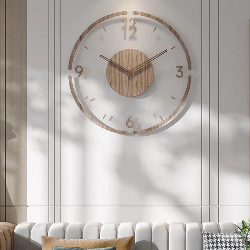 Nordic Silent Wooden Wall Clock – Elegant & Stylish Décor