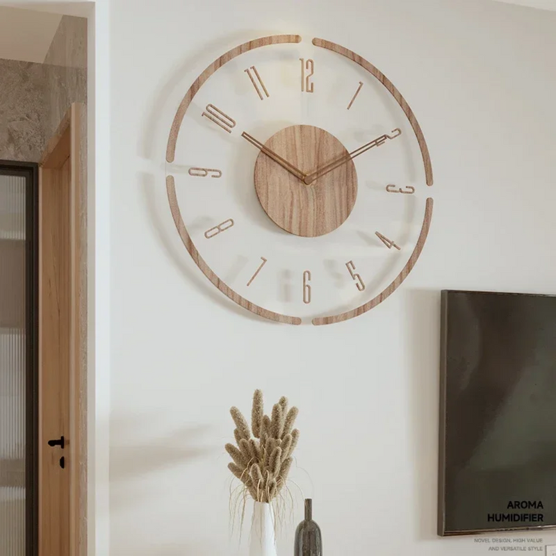 Nordic Silent Wooden Wall Clock – Elegant & Stylish Décor