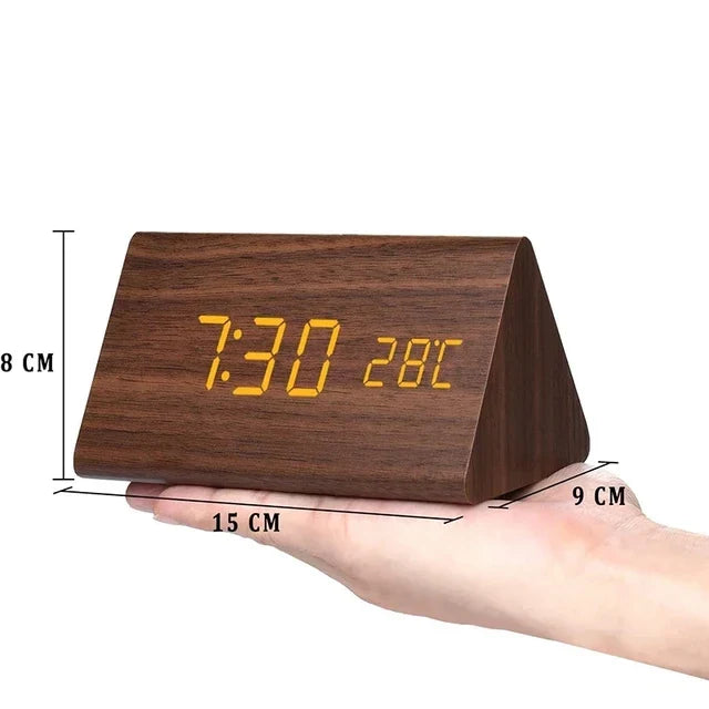 WoodWatch Alarm Clock - LED Display with Voice Control