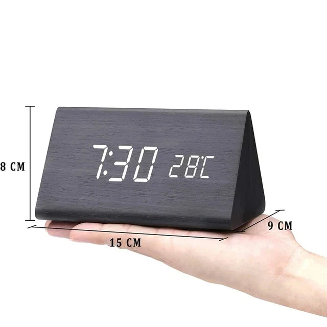 WoodWatch Alarm Clock - LED Display with Voice Control