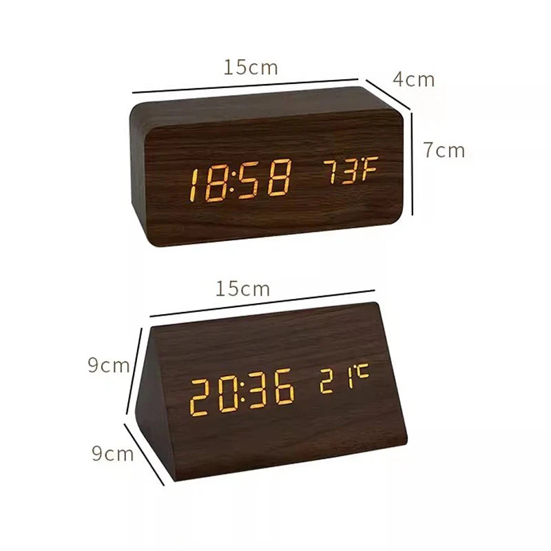 WoodWatch Alarm Clock - LED Display with Voice Control