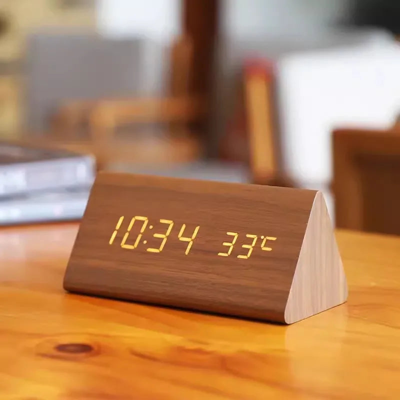 WoodWatch Alarm Clock - LED Display with Voice Control