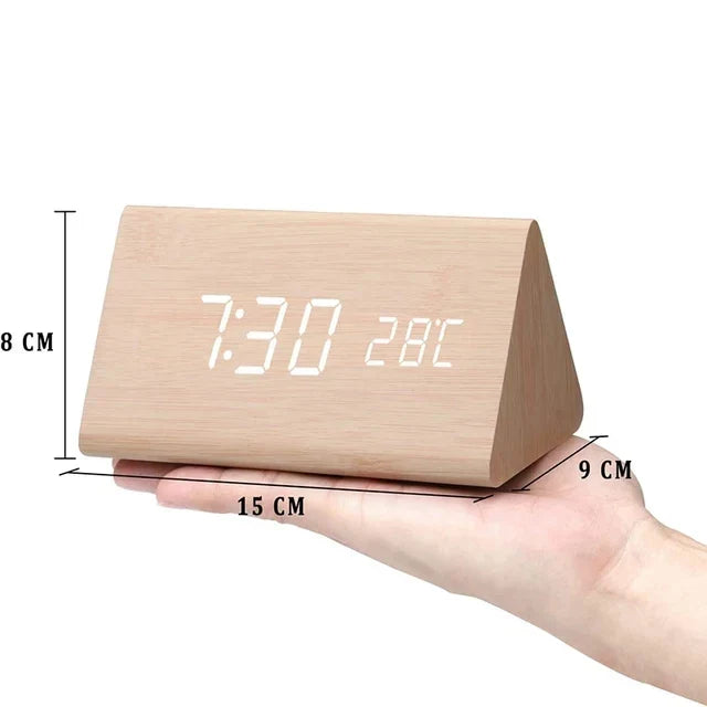 WoodWatch Alarm Clock - LED Display with Voice Control