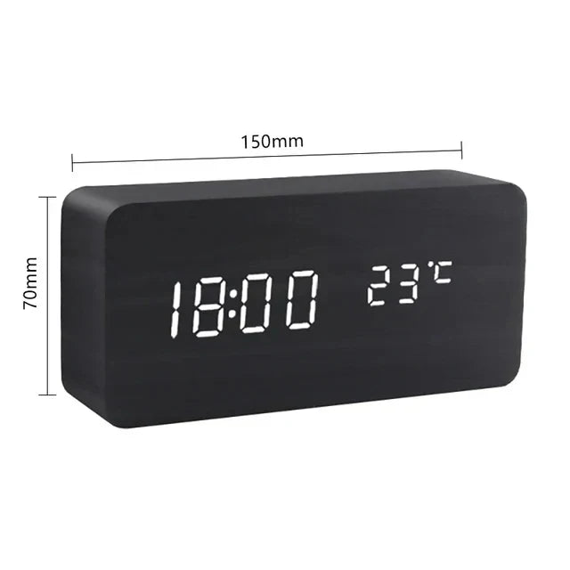 WoodWatch Alarm Clock - LED Display with Voice Control