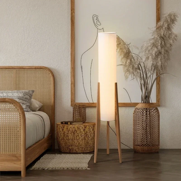 Japanese Floor Lamp in Solid Walnut Wood