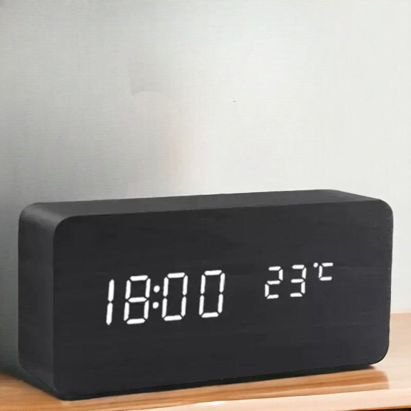 WoodWatch Alarm Clock - LED Display with Voice Control