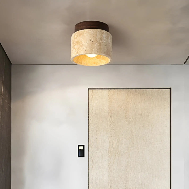 Elegant Wabi Sabi Yellow Marble Ceiling Lamp - LumiStone Glow